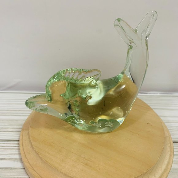 Art Glass Yellow Green Glass Dolphin Figure - Picture 2 of 6